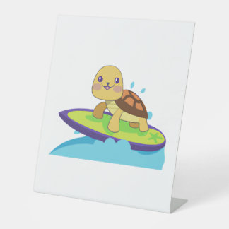 Turtle on surfboard sockelschild