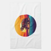 Turtle on Surfboard Sunset Geschirrtuch (Vertikal)