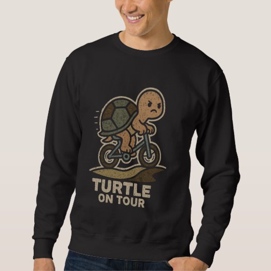 Turtle on Tour Funny Biking Turtle Cycling Sweatshirt (Vorderseite)