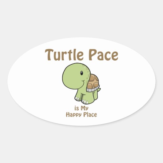 Turtle Pace ist mein glücklicher Ort Ovaler Aufkleber (Vorderseite)