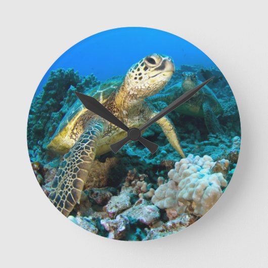 Turtle Pair Runde Wanduhr (Vorderseite)