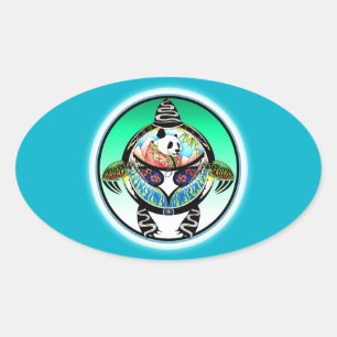 Turtle Panda Ovaler Aufkleber