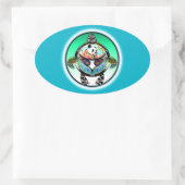 Turtle Panda Ovaler Aufkleber (Tasche)