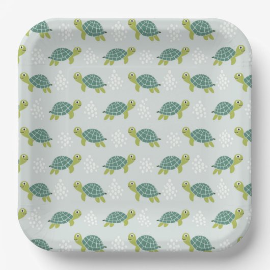 Turtle-Papierteller, Meerestiere-Geburtstagsfeier Pappteller (Vorderseite)