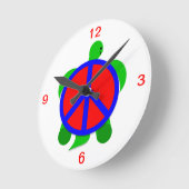 Turtle Peace Clock Runde Wanduhr (Winkel)