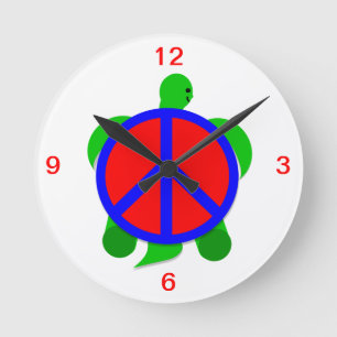 Turtle Peace Clock Runde Wanduhr
