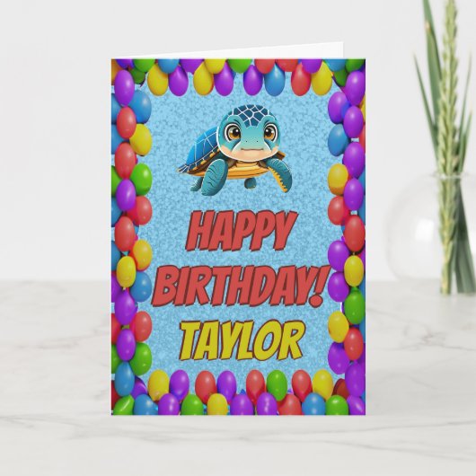 Turtle Personalisiert Fun Grußkarte Geburtstag Karte (Vorderseite)