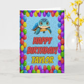 Turtle Personalisiert Fun Grußkarte Geburtstag Karte (Gelbe Blume)