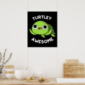 Turtle Phantastisch Funny Turtle Puff Dark BG Poster (Küche)