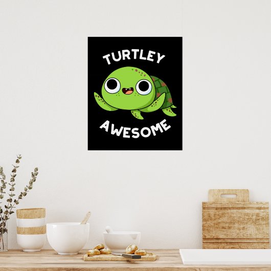 Turtle Phantastisch Funny Turtle Puff Dark BG Poster (Küche)