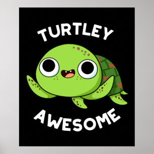Turtle Phantastisch Funny Turtle Puff Dark BG Poster
