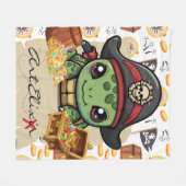 Turtle Pirate Money Fleecedecke (Vorderseite (Horizontal))