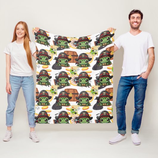 Turtle-Piratengeld-Muster Fleecedecke (Beispiel)