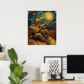 Turtle Playing Gitarre Außenposter Poster (Heimbüro)