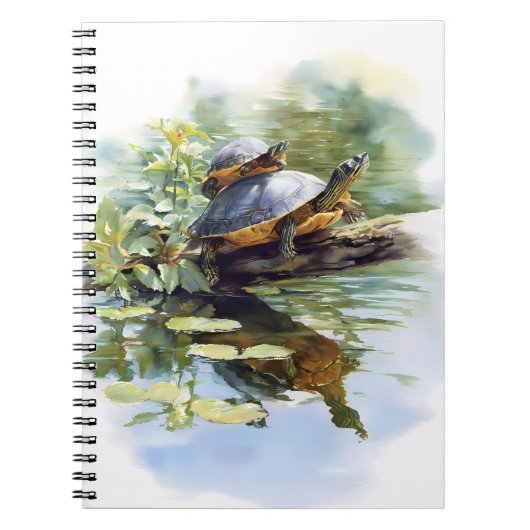 Turtle Pond Watercolor Reflection Notebook Notizblock (Vorderseite)