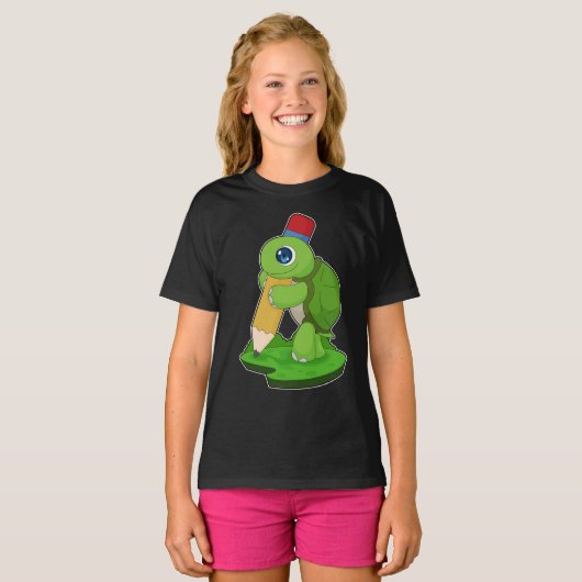 Turtle Pupil Pencil School T-Shirt (Vorne ganz)