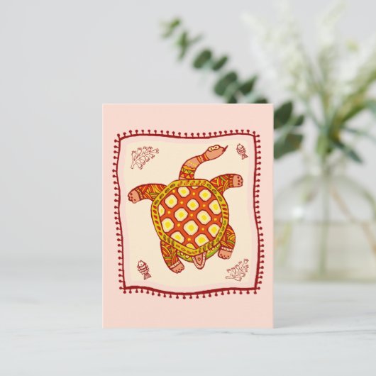 Turtle Quilt Postkarte (Stehend Vorderseite)