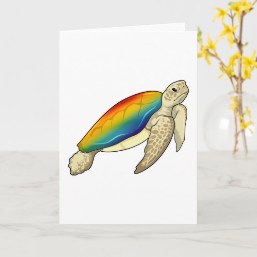 Turtle Rainbow Karte (Gelbe Blume)