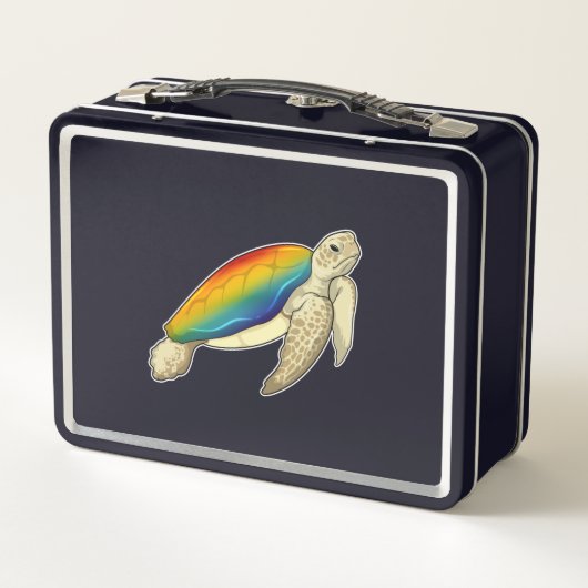 Turtle Rainbow Metall Brotdose (Rückseite)
