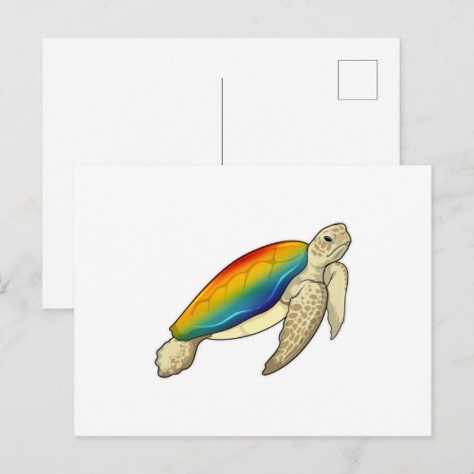 Turtle Rainbow Postkarte (Vorne/Hinten)