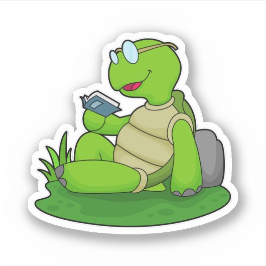 Turtle Reading Book Aufkleber (Vorderseite)