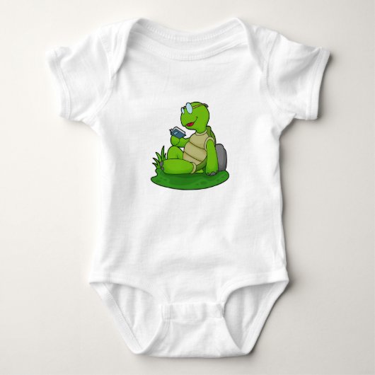 Turtle Reading Book Baby Strampler (Vorderseite)