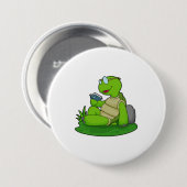 Turtle Reading Book Button (Vorne & Hinten)