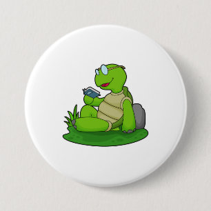 Turtle Reading Book Button