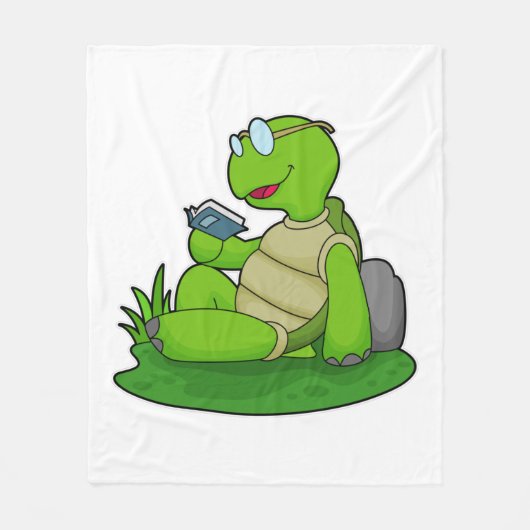 Turtle Reading Book Fleecedecke (Vorderseite)