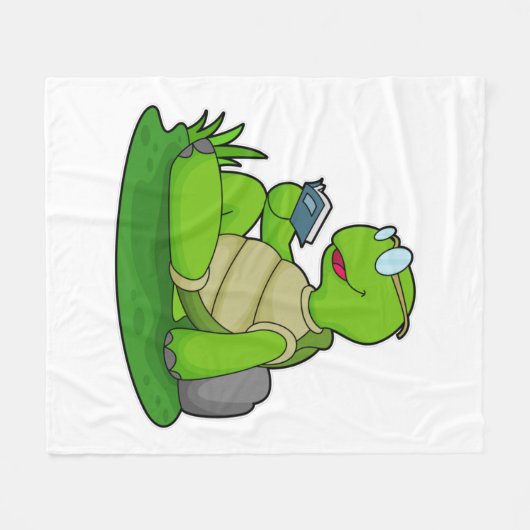 Turtle Reading Book Fleecedecke (Vorderseite (Horizontal))