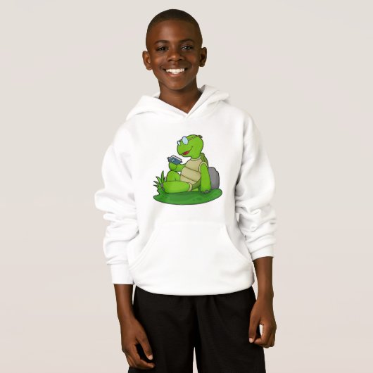 Turtle Reading Book Hoodie (Vorne ganz)