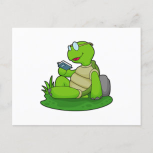 Turtle Reading Book Postkarte