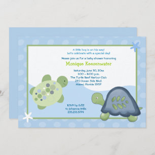 Turtle Reef Baby Shower Einladung - Light Blue