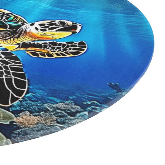 Turtle Reef Glow Design Schneidebrett (Ecke)