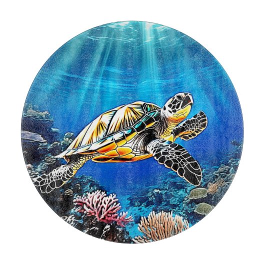 Turtle Reef Glow Design Schneidebrett (Vorderseite)