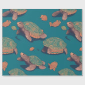 Turtle Retro Personalisiertes Muster Geschenkpapier (Flach)