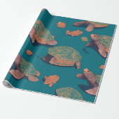 Turtle Retro Personalisiertes Muster Geschenkpapier (Ungerollt)