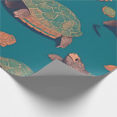 Turtle Retro Personalisiertes Muster Geschenkpapier (Ecke)