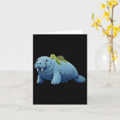 Turtle Riding Manatee Kostümsee Tier Leber Kind Karte (Gelbe Blume)