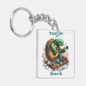 Turtle Rockstar Jamming auf Bühne Schlüsselanhänger (Vorderseite links)