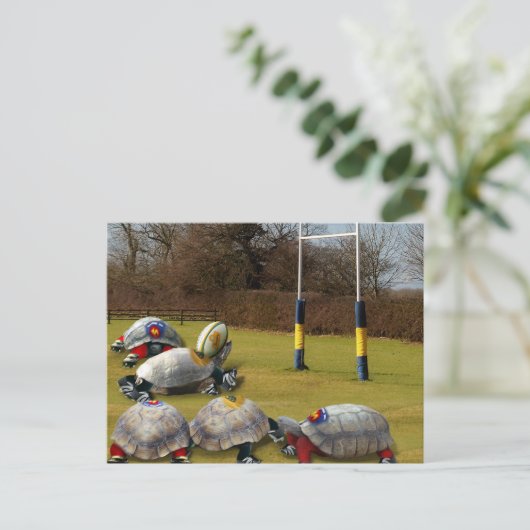 Turtle Rugby Postkarte (Stehend Vorderseite)