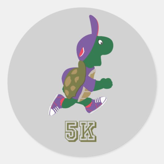Turtle Runner 5K - Lila Runder Aufkleber (Vorderseite)