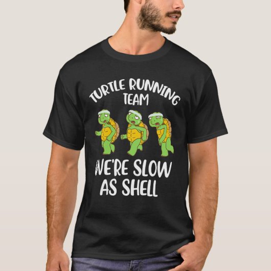 Turtle Running Team Wir sind langsam als Muschel T-Shirt (Vorderseite)