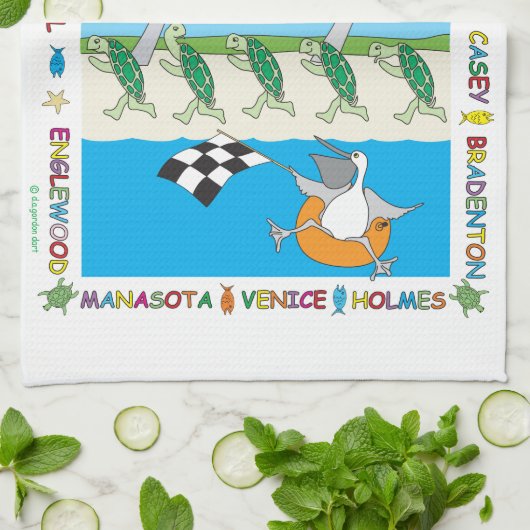 Turtle-Saison Geschirrtuch (Gefaltet)