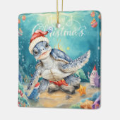 Turtle Santa Hat Under the Sea Christmas Party  Keramikornament (Links)