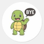 Turtle saying Bye Runder Aufkleber (Vorderseite)