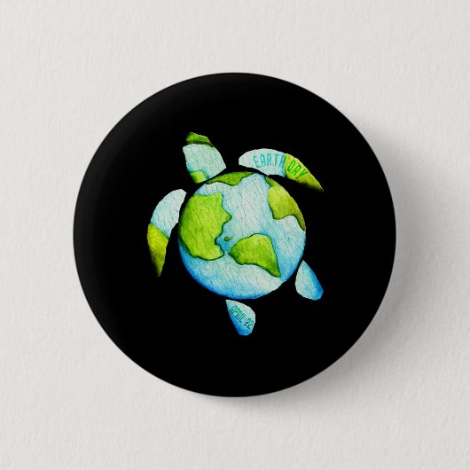 Turtle Sea Turtle Planet April 22 Earth Day Rett T Button (Vorderseite)
