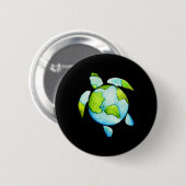Turtle Sea Turtle Planet April 22 Earth Day Rett T Button (Vorne & Hinten)