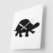 Turtle-Silhouette Quadratische Wanduhr (Winkel)