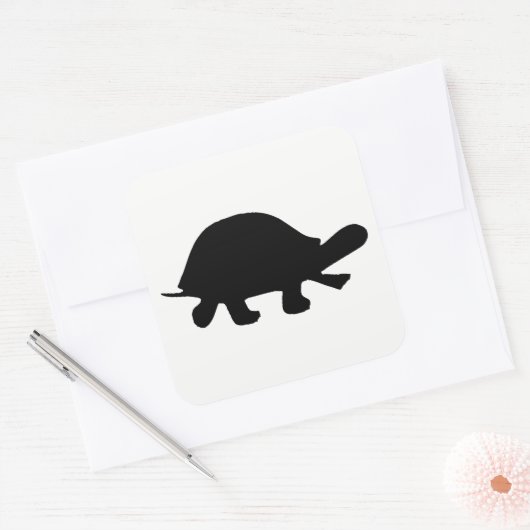 Turtle-Silhouette Quadratischer Aufkleber (Umschlag)